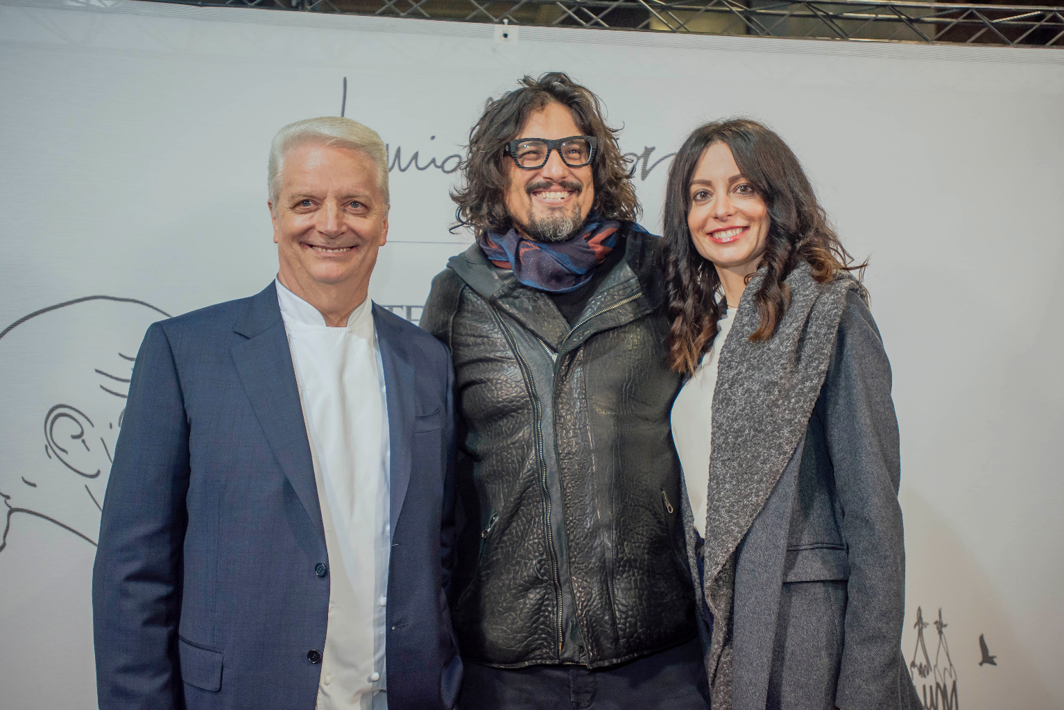 Iginio Massari con la figlia Debora e Alessandro Borghese
